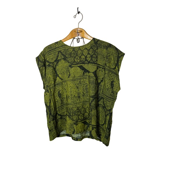 Vintage Synari Women's Paisley Print Rayon 2 Piece Skirt Top Set Size 22 - Picture 2 of 9